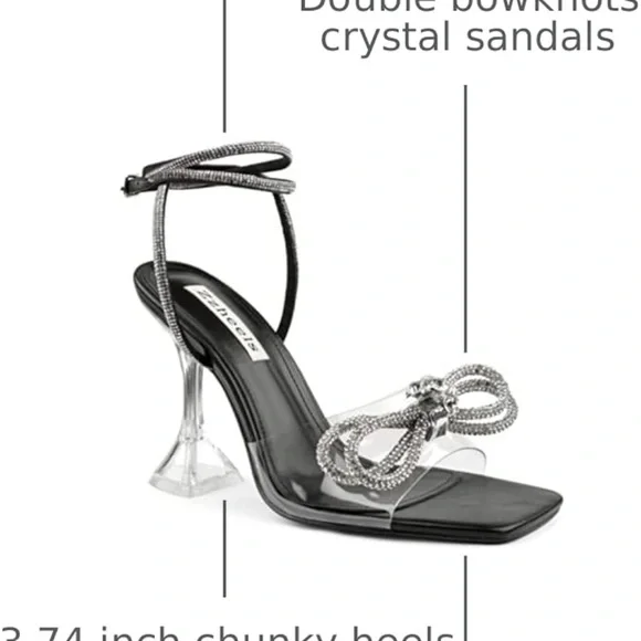 Women's Heels in Black with Clear & Silver details size 7.5 - Picture 6 of 8